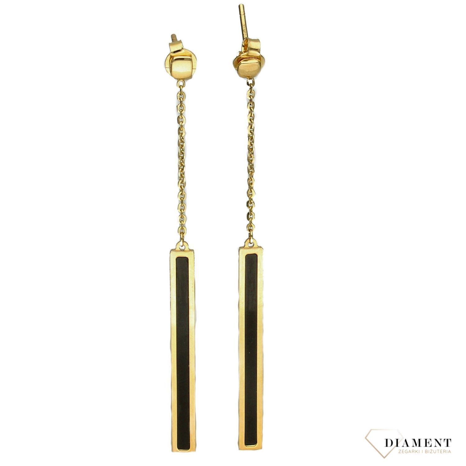 Złote kolczyki 585 długie złoto w połączeniu z czarnym OR AG 1012.jpg